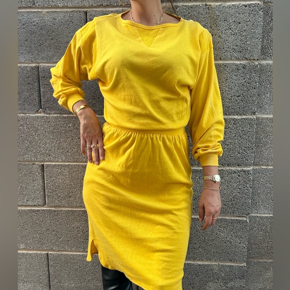 Vintage Yellow Sweater Dress - Picture 1 of 6